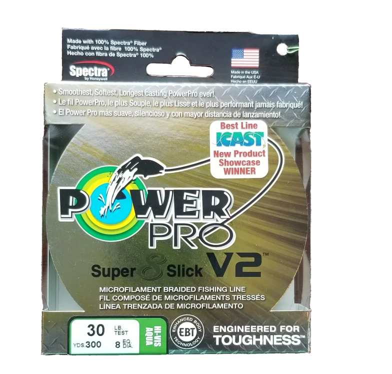 Power Pro Super 8 Slick V2 Hi-Vis Aqua Green 30 Lb 300 Yds Braided Fishing Line Line/Leaders 3 Power Pro Super 8 Slick V2 Hi-Vis Aqua Green 30 Lb 300 Yds Braided Fishing Line Line/Leaders