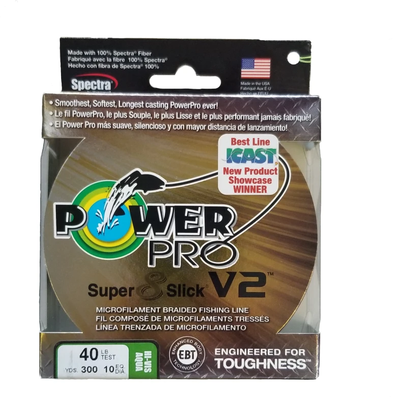 Power Pro Super 8 Slick V2 Hi-Vis Aqua Green 40 Lb 300 Yds Braided Fishing Line Line/Leaders 3 Power Pro Super 8 Slick V2 Hi-Vis Aqua Green 40 Lb 300 Yds Braided Fishing Line Line/Leaders