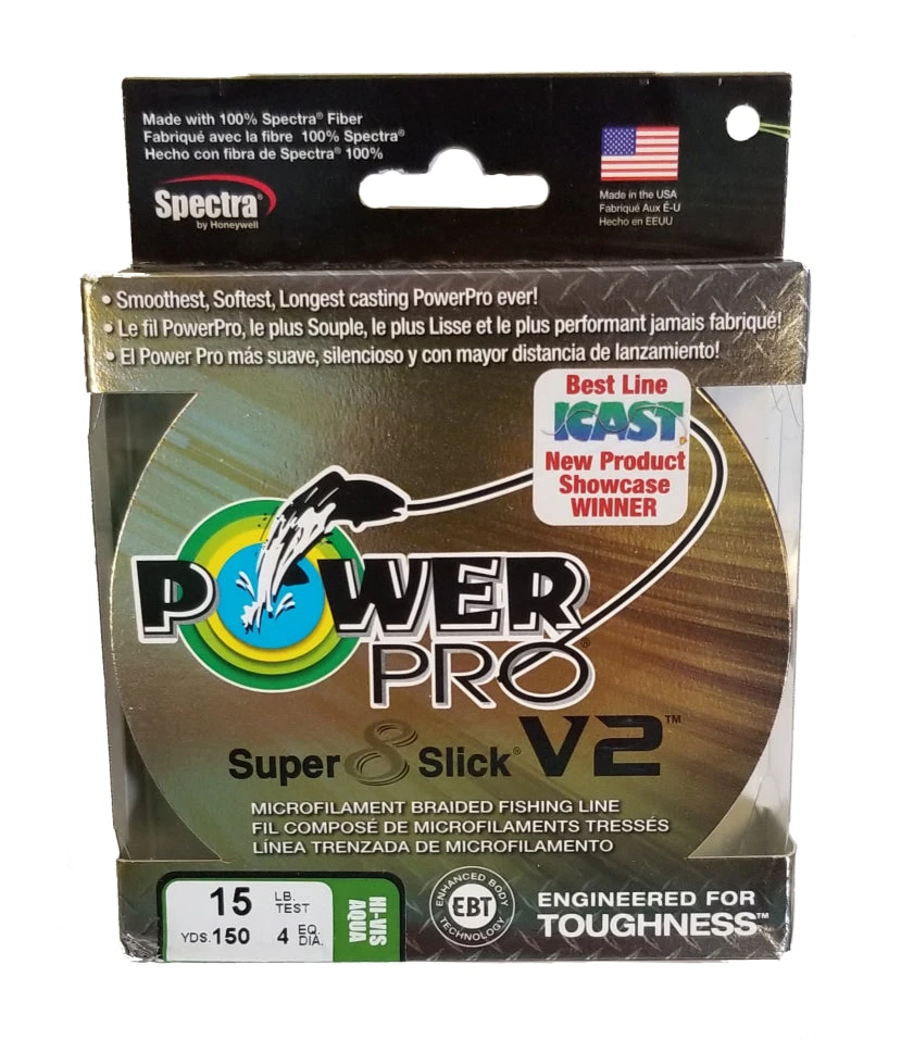 Power Pro Super 8 Slick V2 Hi-Vis Aqua 15 Lb 150 Yds Braided Fishing Line 3 Power Pro Super 8 Slick V2 Hi-Vis Aqua 15 Lb 150 Yds Braided Fishing Line
