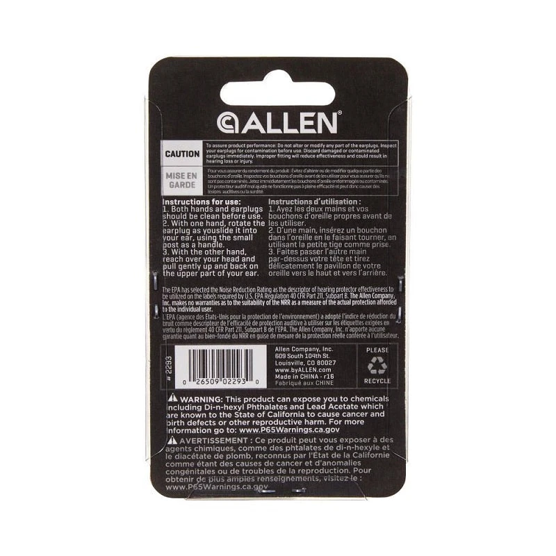 Allen Ear Plug Deluxe With Cord 2293 4 Allen Ear Plug Deluxe With Cord 2293