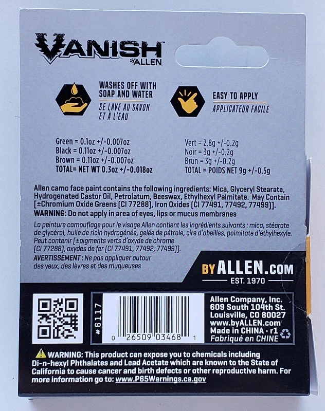 Allen Vanish Insta Face Paint #6117 Hunting 4 Allen Vanish Insta Face Paint #6117 Hunting
