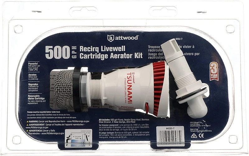 Attwood 500GPH Recirq Livewell Cartridge Aerator Kit 4253-7 Marine 6 Attwood 500GPH Recirq Livewell Cartridge Aerator Kit 4253-7 Marine