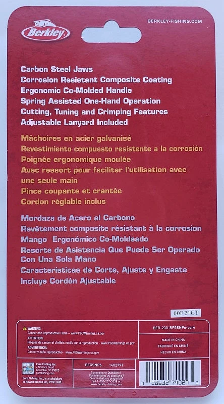 Berkley 6in Straight Nose Pliers 1402791 Berkley 6in Straight Nose Pliers 1402791