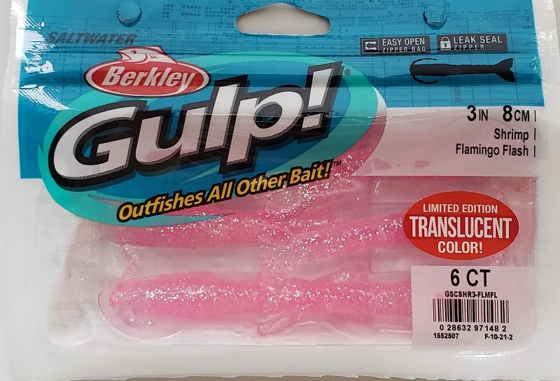 Berkley Gulp! Translucent Shrimp Flamingo Flash 3" 6pk Lures & Bait Berkley Gulp! Translucent Shrimp Flamingo Flash 3" 6pk Lures & Bait