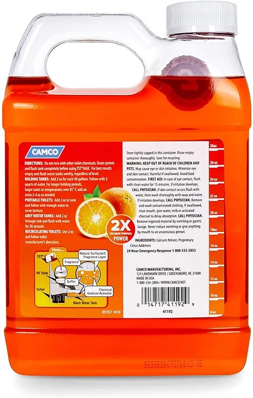 Camco TST Max Orange Power RV Toilet Treatment - 32 Oz 41192 RV And Camping 4 Camco TST Max Orange Power RV Toilet Treatment - 32 Oz 41192 RV And Camping