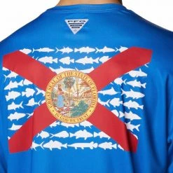 Columbia Sportswear Columbia Men's Terminal Tackle PFG State Fish Flag™ L/S Vivid Blue