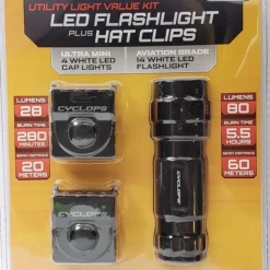 Beach & Home Cyclops LED Flashlight Plus Hat Clip Lights Combo CYC-FLHC