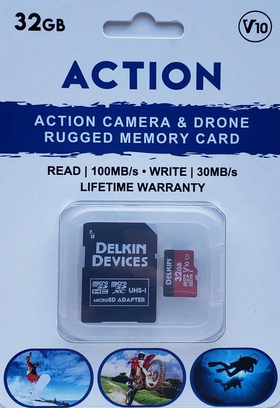 Delkin Devices Action Camera & Drone Rugged 32GB Memory Card DDMSDACT32GB Delkin Devices Action Camera & Drone Rugged 32GB Memory Card DDMSDACT32GB