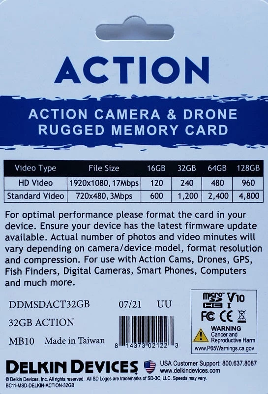 Delkin Devices Action Camera & Drone Rugged 32GB Memory Card DDMSDACT32GB Delkin Devices Action Camera & Drone Rugged 32GB Memory Card DDMSDACT32GB
