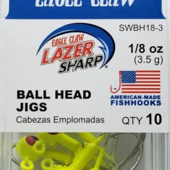 Hooks/Jig Heads Eagle Claw Ball Head Jigs 1/8oz 10pk Chartreuse SWBH18-3