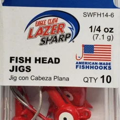 Eagle Claw Fish Head Jigs 1/4oz 10pk Red SWFH14-6