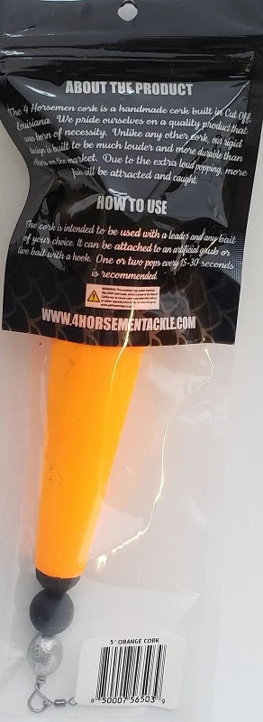 Floats & Corks Four Horsemen Tackle Concave Popper Cork Orange 5" 1pk 5 Floats & Corks Four Horsemen Tackle Concave Popper Cork Orange 5" 1pk