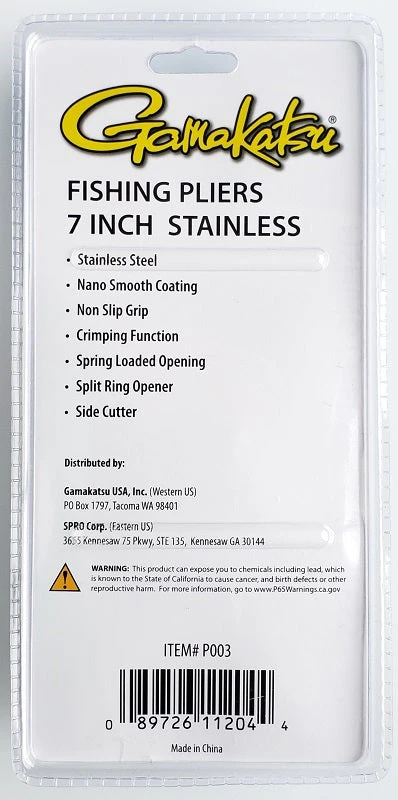 Gamakatsu / Spro Gamakatsu 7" Stainless Fishing Pliers P003 Knives And Tools Gamakatsu / Spro Gamakatsu 7" Stainless Fishing Pliers P003 Knives And Tools