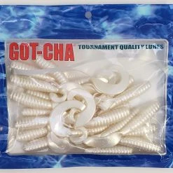 Sea Striker Got-Cha Curltail Grub White Pearl 4" 20pk Lures & Bait