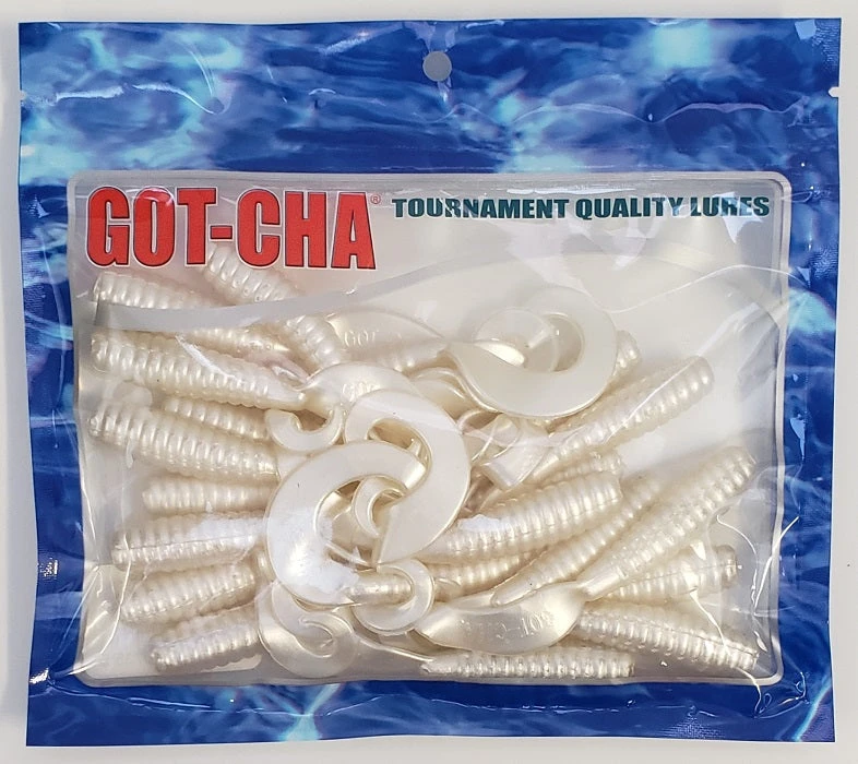 Sea Striker Got-Cha Curltail Grub White Pearl 4" 20pk Lures & Bait Sea Striker Got-Cha Curltail Grub White Pearl 4" 20pk Lures & Bait