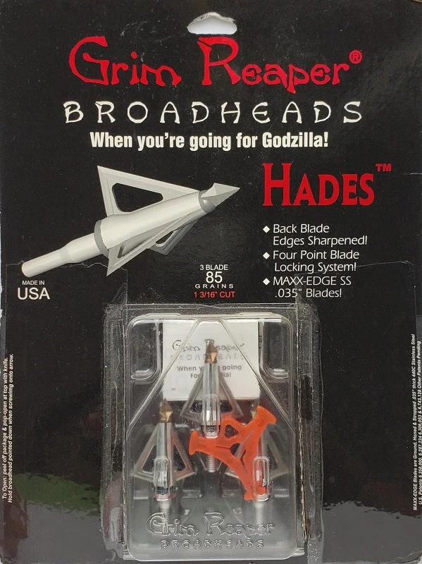 Grim Reaper Hades Broadheads 85 Grain 2201-3 HADES 3 Grim Reaper Hades Broadheads 85 Grain 2201-3 HADES