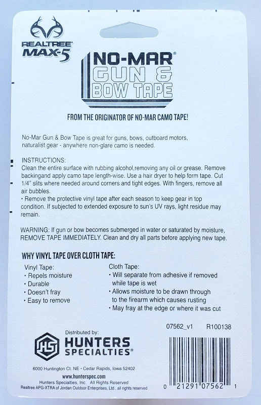 Hunter's Specialties No-Mar Gun & Bow Tape Realtree Max-5 Camo 07562 Hunting 4 Hunter's Specialties No-Mar Gun & Bow Tape Realtree Max-5 Camo 07562 Hunting