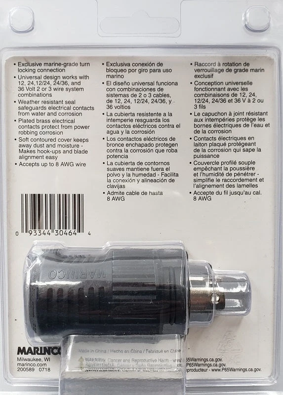 Marinco 12/24/36V 3 Wire ConnectPro Trolling Motor Plug 12VBP Marine 5 Marinco 12/24/36V 3 Wire ConnectPro Trolling Motor Plug 12VBP Marine