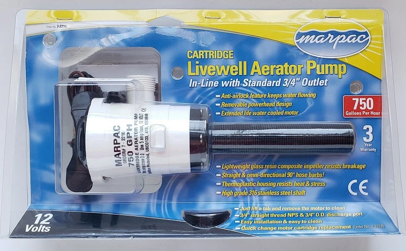 Marine Marpac Cartridge Livewell Aerator Pump 7-2216 4 Marine Marpac Cartridge Livewell Aerator Pump 7-2216