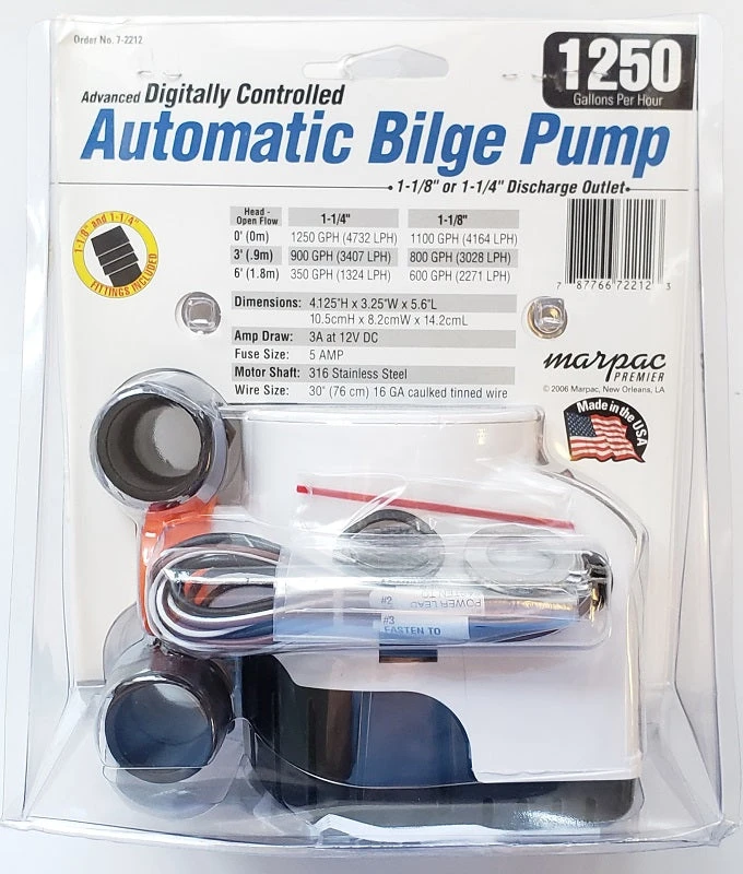 Marpac Digitally Controlled Automatic Bilge Pump 1250GPH 7-2212 Marine 4 Marpac Digitally Controlled Automatic Bilge Pump 1250GPH 7-2212 Marine