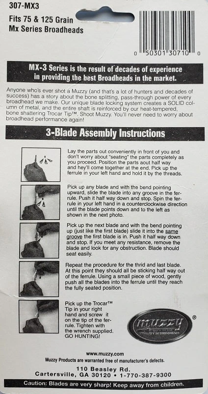 Archery Muzzy 3-Blade 125grain MX-3 Replacement Blades #307-MX-3 Archery Muzzy 3-Blade 125grain MX-3 Replacement Blades #307-MX-3