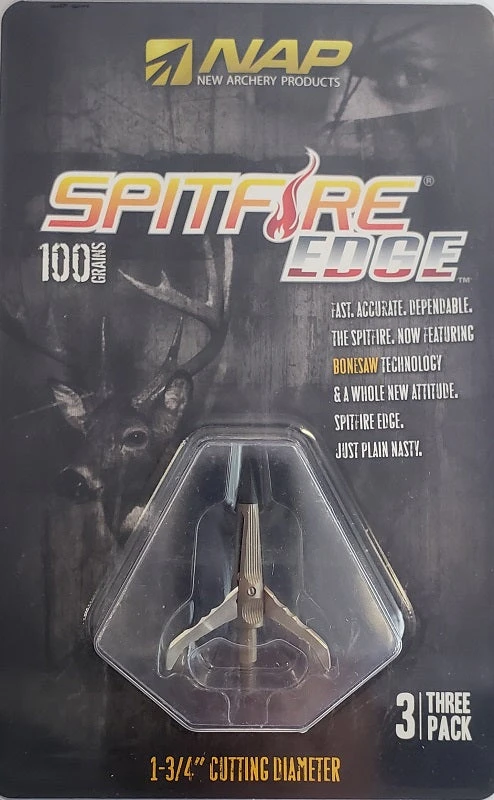 New Archery NAP Spitfire Edge Broadheads 100 Grains 3-Pack 60-892 3 New Archery NAP Spitfire Edge Broadheads 100 Grains 3-Pack 60-892