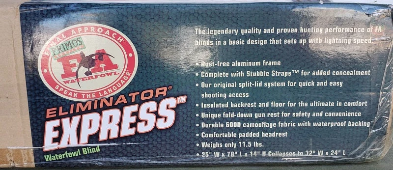Trees Stands-Blinds & Chairs Primos Eliminator Express Waterfowl Blind Realtree Max-5 431895 Trees Stands-Blinds & Chairs Primos Eliminator Express Waterfowl Blind Realtree Max-5 431895