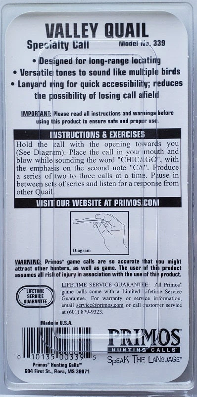 Game Calls Primos Valley Quail Call 339 Game Calls Primos Valley Quail Call 339