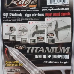 Archery Rage SlipCam Rear Deploying 2 Blade Broadheads Titanium