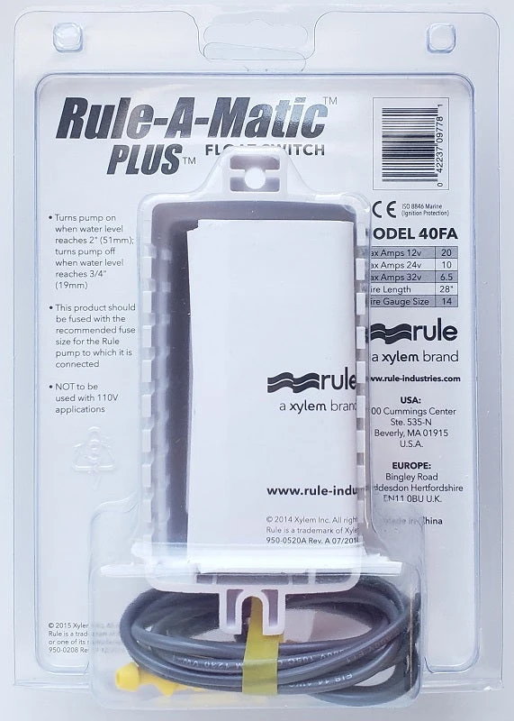 Marine Rule-A-Matic Plus Float Switch 40FA 5 Marine Rule-A-Matic Plus Float Switch 40FA