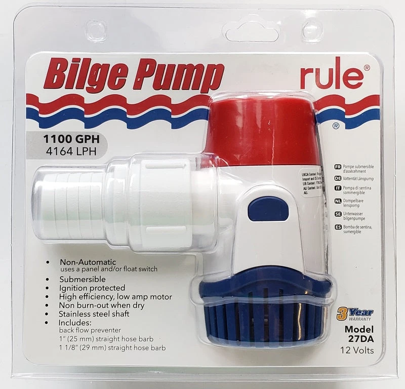 Marine Rule 1100 GPH Bilge Pump 27DA 4 Marine Rule 1100 GPH Bilge Pump 27DA