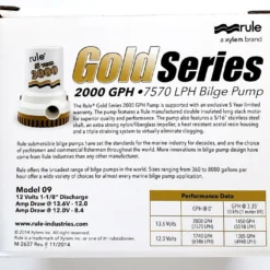 Rule 2000GPH/7570LPH Gold Series Bilge Pump Model 09 12 Rule 2000GPH/7570LPH Gold Series Bilge Pump Model 09