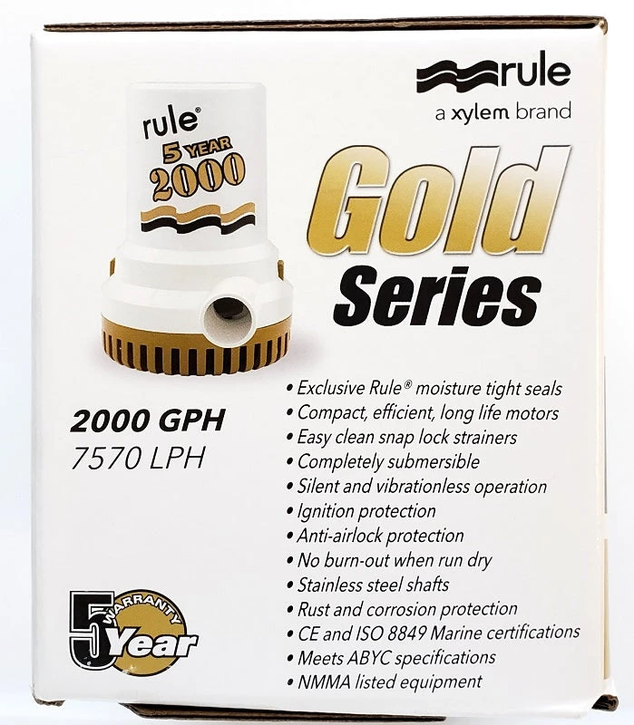 Rule 2000GPH/7570LPH Gold Series Bilge Pump Model 09 8 Rule 2000GPH/7570LPH Gold Series Bilge Pump Model 09