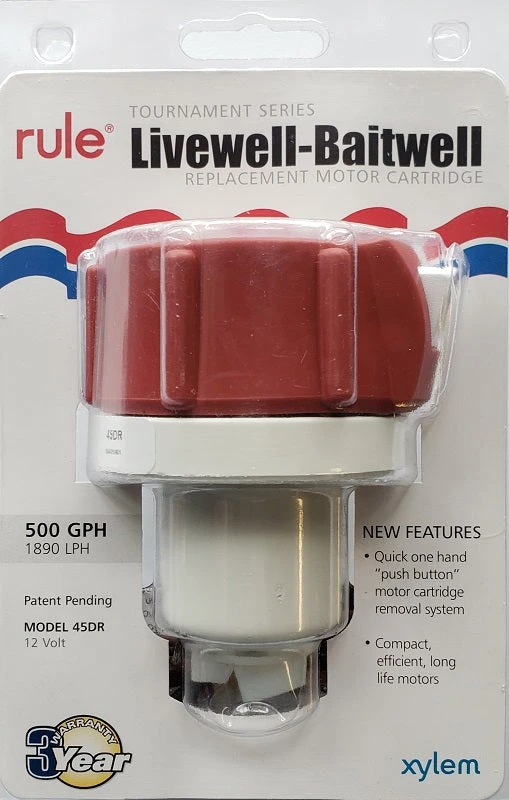 Rule Livewell Replacement Motor Cartridge 500GPH Tournament Series 45DR 3 Rule Livewell Replacement Motor Cartridge 500GPH Tournament Series 45DR