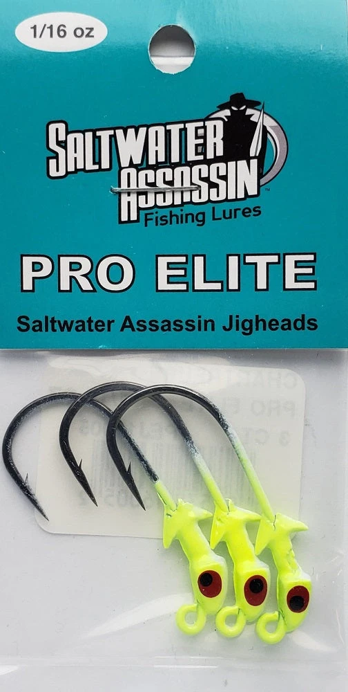 Saltwater Assassin Pro Elite Jigheads Chartreuse 1/16oz 3ct PEJ16005 Hooks/Jig Heads Saltwater Assassin Pro Elite Jigheads Chartreuse 1/16oz 3ct PEJ16005 Hooks/Jig Heads