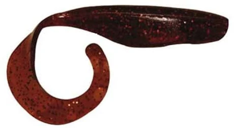 SaltWater Assassin Curly Tail Rootbeer/Red Glitter 4" 10pk 4 SaltWater Assassin Curly Tail Rootbeer/Red Glitter 4" 10pk