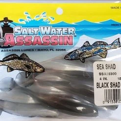 SaltWater Assassin Sea Shad Black Shad 4" 10pk Lures & Bait 3 SaltWater Assassin Sea Shad Black Shad 4