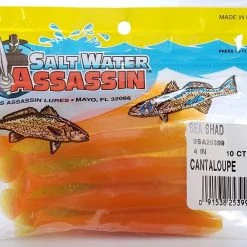 SaltWater Assassin Sea Shad Cantaloupe 4" 10pk 3 SaltWater Assassin Sea Shad Cantaloupe 4