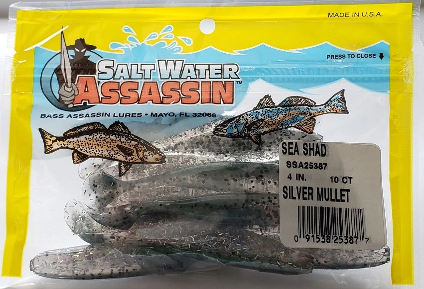 SaltWater Assassin Sea Shad Silver Mullet 4" 10pk Lures & Bait SaltWater Assassin Sea Shad Silver Mullet 4" 10pk Lures & Bait