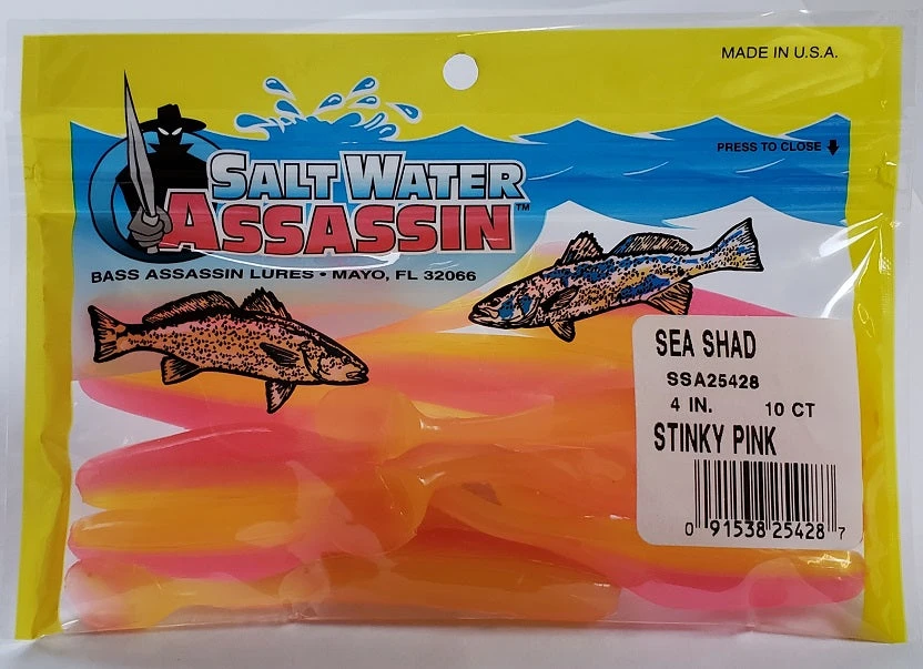 SaltWater Assassin Sea Shad Stinky Pink 4" 10pk SaltWater Assassin Sea Shad Stinky Pink 4" 10pk