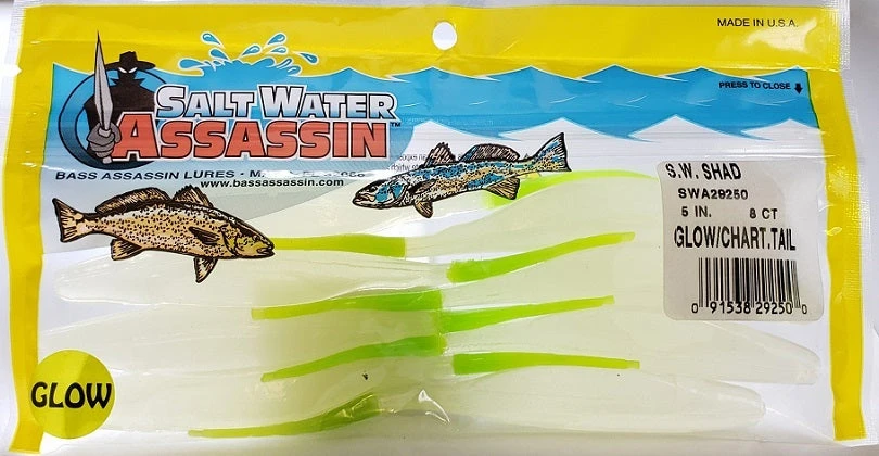 SaltWater Assassin Shad Glow/Chartreuse 5" 8pk SaltWater Assassin Shad Glow/Chartreuse 5" 8pk