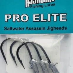 Hooks/Jig Heads Saltwater Assassin Pro Elite Jigheads Lead/Red Eye 1/4oz 3ct PEJ14001