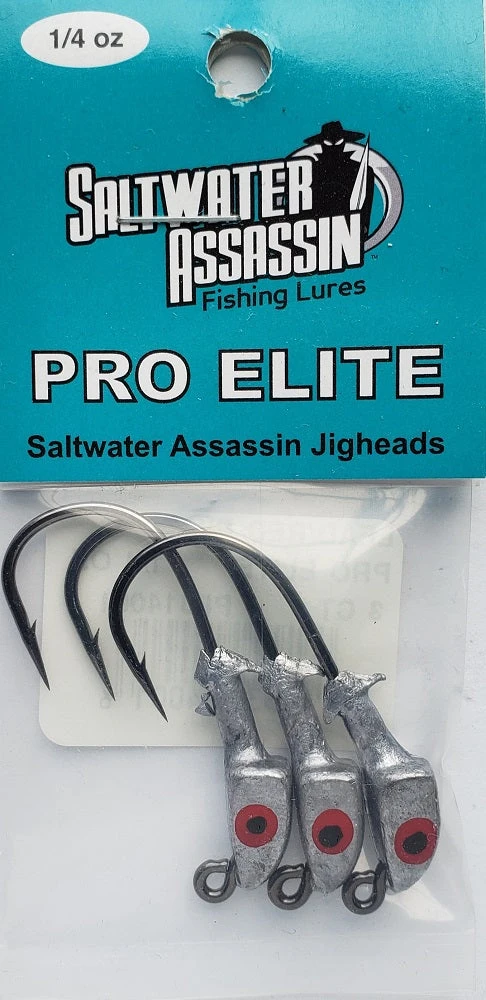 Hooks/Jig Heads Saltwater Assassin Pro Elite Jigheads Lead/Red Eye 1/4oz 3ct PEJ14001 Hooks/Jig Heads Saltwater Assassin Pro Elite Jigheads Lead/Red Eye 1/4oz 3ct PEJ14001