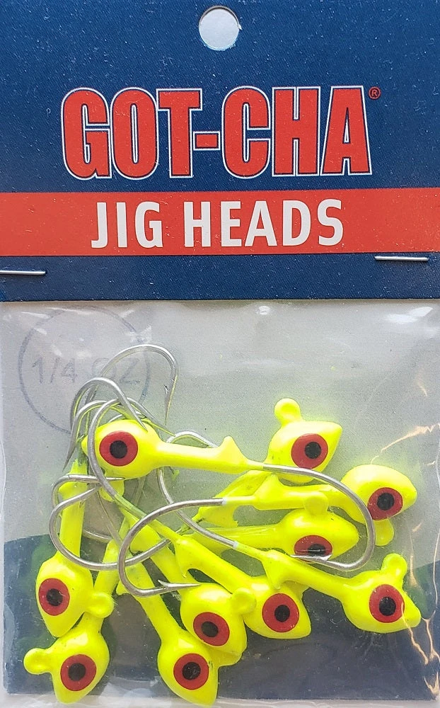 Hooks/Jig Heads Sea Striker Got-Cha Jig Heads Chartreuse 1/4oz 10pk 4 Hooks/Jig Heads Sea Striker Got-Cha Jig Heads Chartreuse 1/4oz 10pk