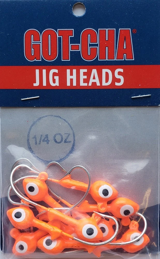 Hooks/Jig Heads Sea Striker Got-Cha Jig Heads Orange 1/4oz 10pk 4 Hooks/Jig Heads Sea Striker Got-Cha Jig Heads Orange 1/4oz 10pk