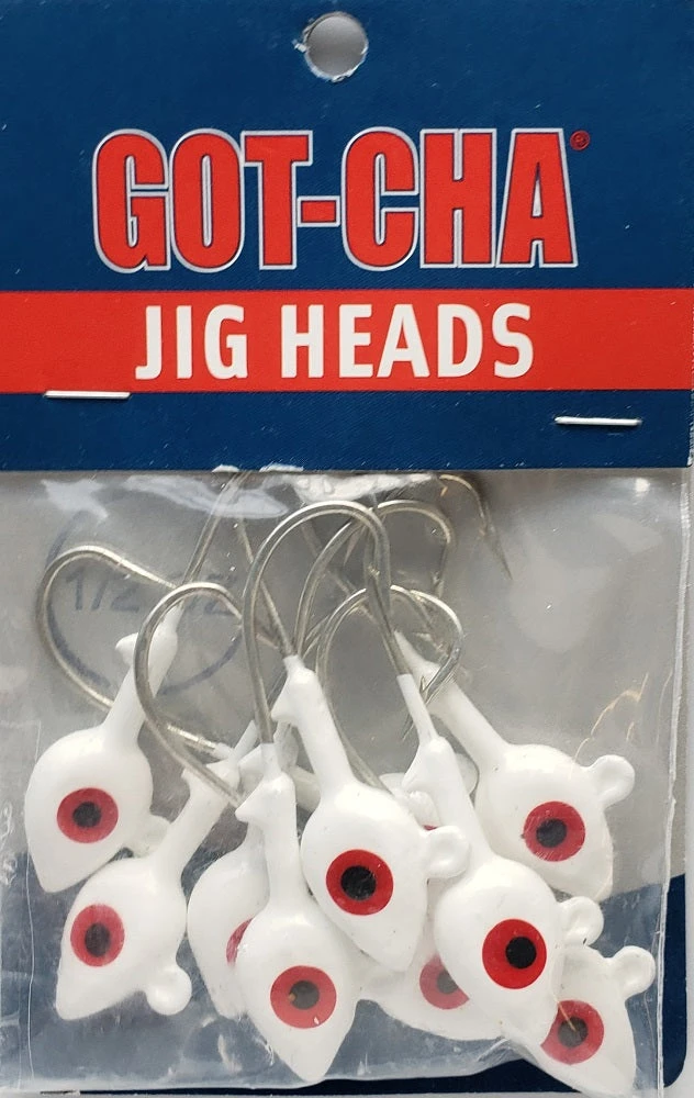 Hooks/Jig Heads Sea Striker Got-Cha White Jig Heads 1/2oz 10pk Hooks/Jig Heads Sea Striker Got-Cha White Jig Heads 1/2oz 10pk