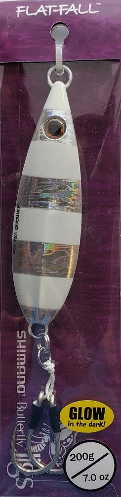 Lures & Bait Shimano Flat-Fall Butterfly Jigs Zebra Glow BFLFF200ZG Lures & Bait Shimano Flat-Fall Butterfly Jigs Zebra Glow BFLFF200ZG
