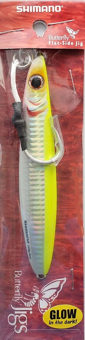 Lures & Bait Shimano Flat-Side Butterfly Jigs Chartreuse/Silver BFLFS168CS Lures & Bait Shimano Flat-Side Butterfly Jigs Chartreuse/Silver BFLFS168CS