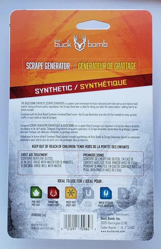 The Buck Bomb Synthetic Scrape Generator 2oz Liquid W/ Wicks 20035C 5 The Buck Bomb Synthetic Scrape Generator 2oz Liquid W/ Wicks 20035C