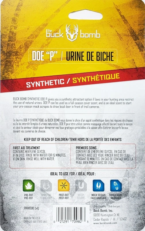 The Buck Bomb Synthetic Doe "P" With Wicks 200033C Game Scents & Covers 5 The Buck Bomb Synthetic Doe "P" With Wicks 200033C Game Scents & Covers